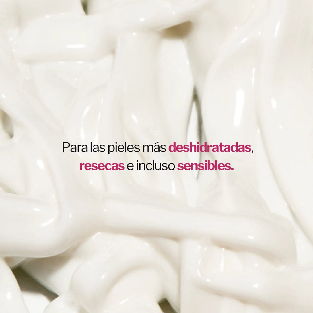Muestra en primer plano de la textura rica y blanca de la Crema Repulp con Ácido Hialurónico de Novexpert. Incluye el texto: Para las pieles más deshidratadas, resecas e incluso sensibles