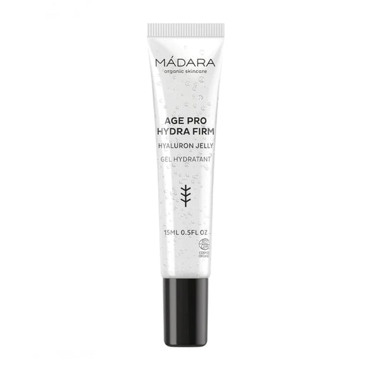Formato mini de 15ml del gel hidratante de ácido hialurónico Mádara Age Pro.