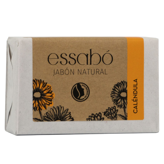 Pastilla de jabón natural de caléndula de la marca Essabó para pieles sensibles y delicadas.