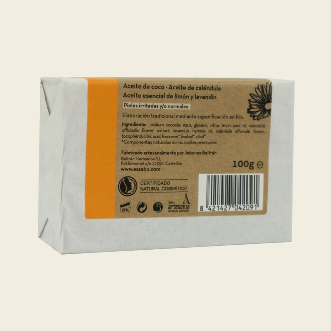 Jabón natural de Caléndula (100g) | Piel Sensible e Irritada