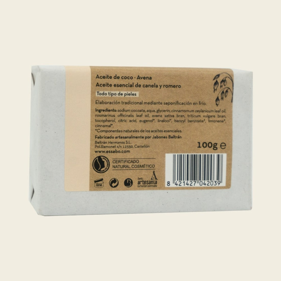 Jabón natural de Avena (100g) | Exfoliante suave y calmante