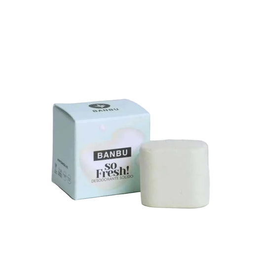 Desodorante sólido natural So fresh de aroma cítrico y marca Banbu en su caja.