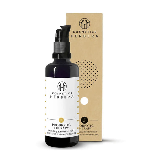 Crema hidratante fluida Probiotic Therapy de Herbera de 50ml para equilibrar pieles sensibles y con tendencia a la rosácea.