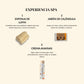 Infografía del Ritual Experiencia Spa en 3 pasos de Piperita Bio. Incluye el uso de la esponja de luffa orgánica Iberluffa, el jabón natural de caléndula Essabó y la crema hidratante corporal Anainas.