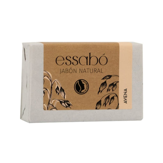 Pastilla de jabón natural artesanal de avena de la marca Essabó para pieles sensibles.