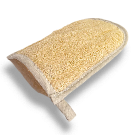 Manopla de baño de luffa 100% natural, vegetal y biodegradable de la marca Iberluffa en Piperita Bio.